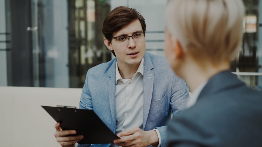 A consultant talking a decision through with a client